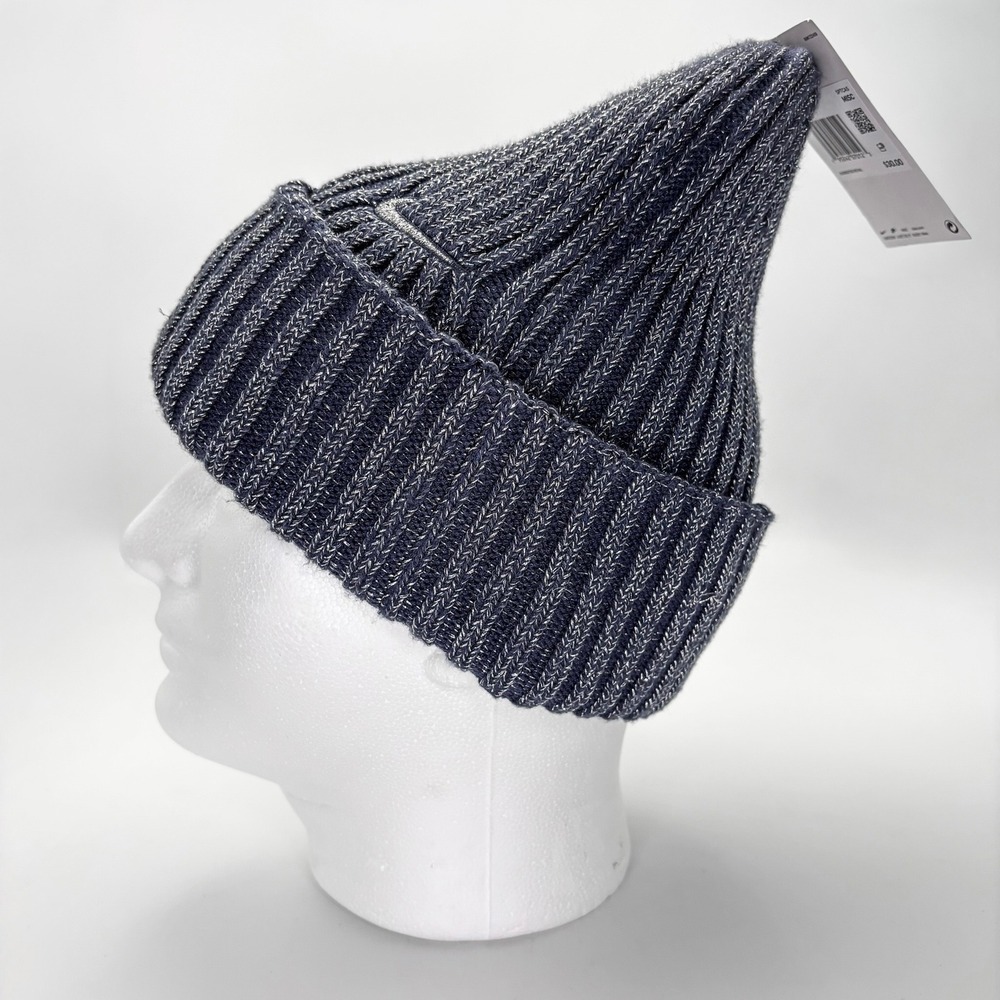 NEW Nike Beanie Hat Blue Heather Rib Knit Fleece Lined Cuffed NWT One Size Women - Picture 7 of 8